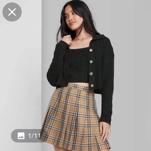 Wild Fable Cropped Ribbed Cardigan Button Down